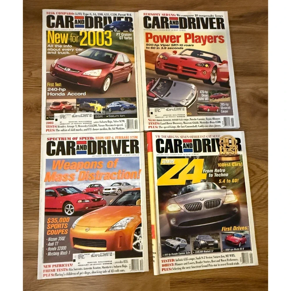 Car and Driver Magazine Lot 14 Issues 2002-2003 Corvette 350Z Ford GT